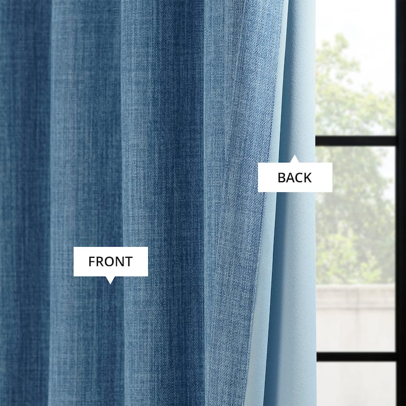 Exclusive Fabrics Textured Faux Linen Room Darkening Curtains for Bedroom & Living Room Curtains (1 Panel)