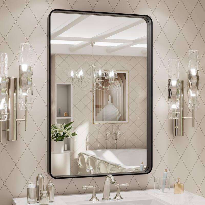 20x30 Inch Black Aluminium Frame Bathroom Mirror