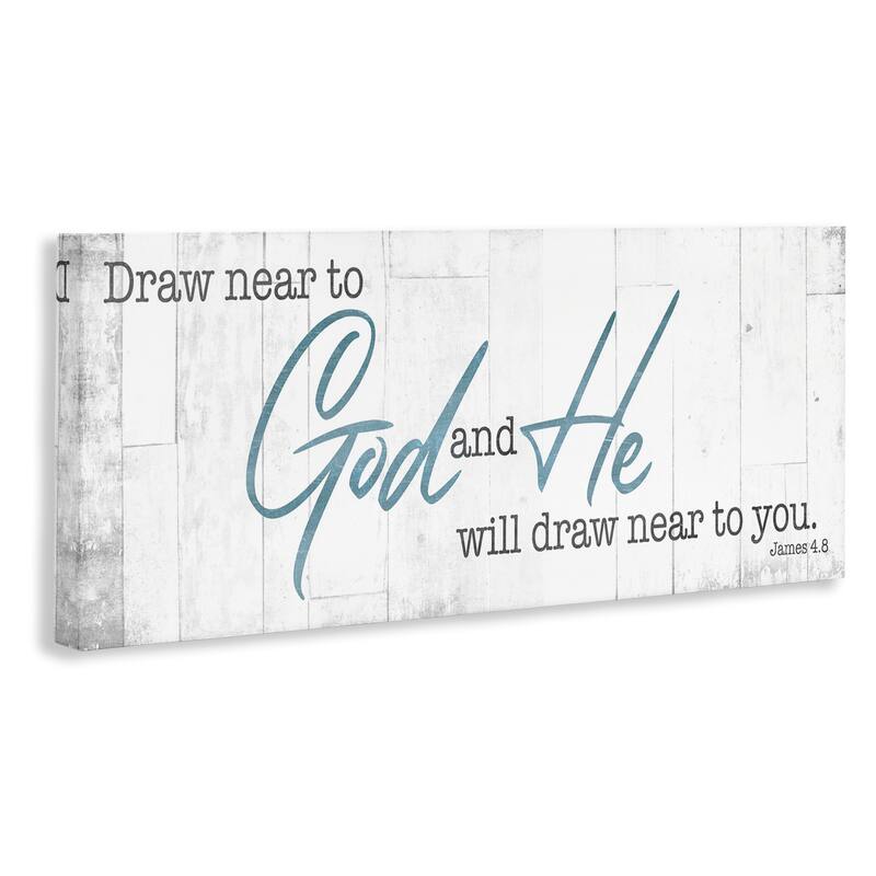 Stupell Draw Near to God Phrase Charming Faith Based Canvas Wall Art