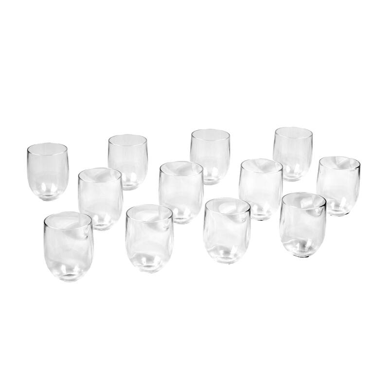 Stemless Goblet Drinkware Set, Clear, 16 Oz, Set of 12