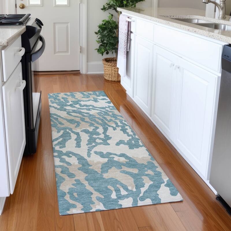 Premium Washable Super Soft Modern Tiger Mayfield Rug - Teal - 2'3" x 7'6"