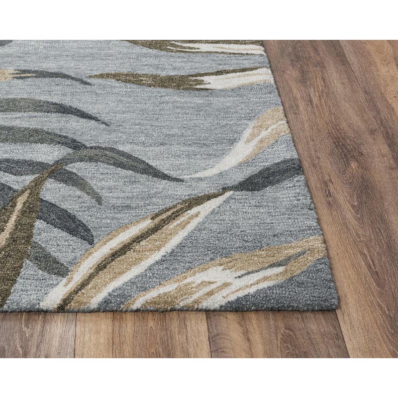 Alora Decor Mirage Tropical Grey, Ivory and Charcoal Blue Hand-tufted Rug