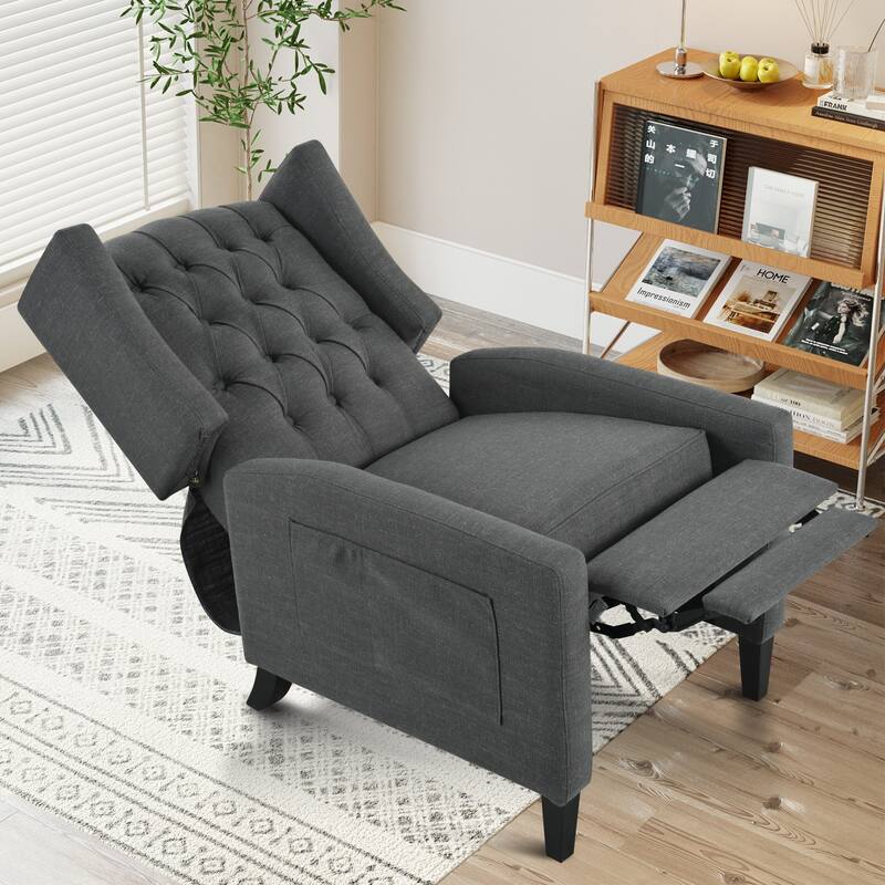 Manual Adjustable Recliner Chair. with Foldable Side Table, USB Charging ports