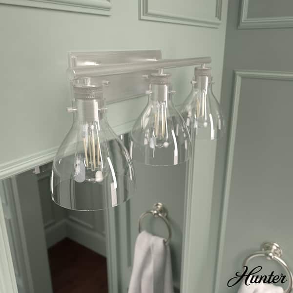 slide 2 of 11, Hunter Van Nuys Bathroom Vanity Wall Light - Bathroom, Laundry - Transitional, Vintage, Farmhouse - Damp Rated! 23" - 3 Light - Brushed Nickel