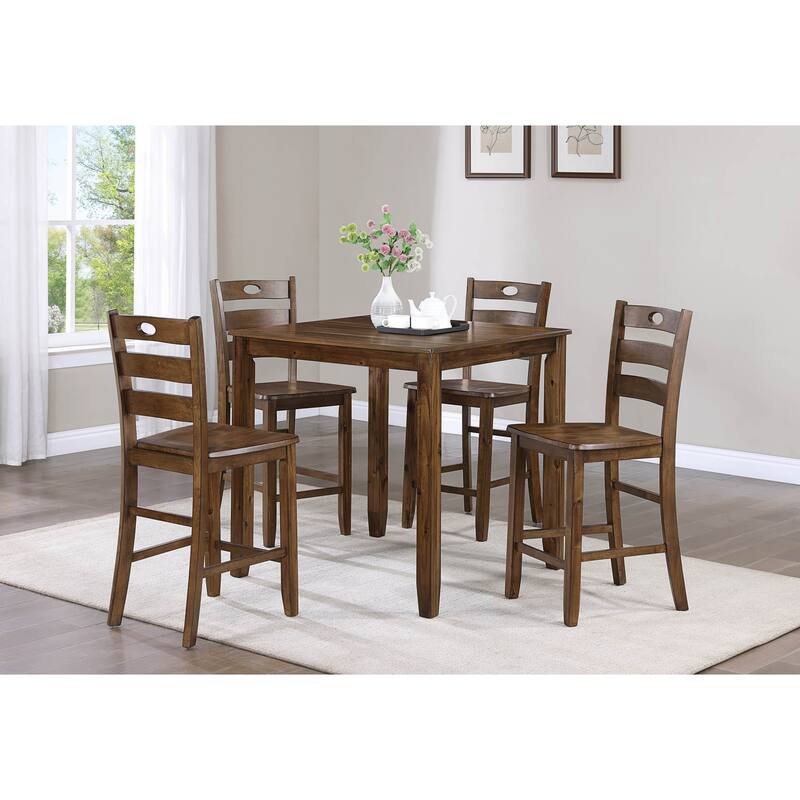 Demetris Brown Square Counter Height Set - 5-Piece Sets