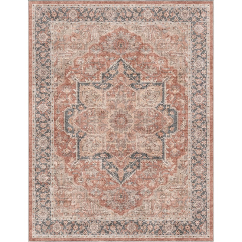 Well Woven Apollo Bolona Persian Oriental Machine Washable Area Rug - 7' 7" x 9' 10" - Red - Rectangle