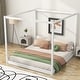 preview thumbnail 12 of 17, Durable King Canopy Platform Bed with Customizable Curtain Options, Natural
