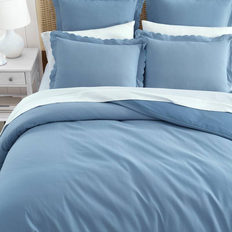 Martha Stewart Signature Scallop Solid Duvet Cover Set