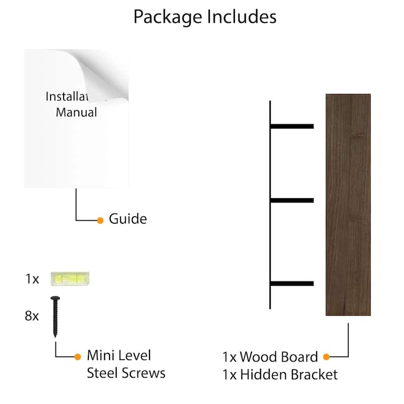 Wallniture Bois Wood Board 48" Long, 10'' Deep, 2" Thick, Hidden Bracket Shelf for Wall, Kitchen Shelf, Special Walnut, 1Pc