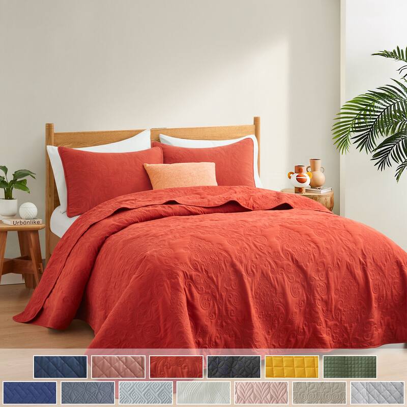 3-Piece Reversible Ultra Lighweight Coverlet Premium Microfiber Bedspread Quilt Set