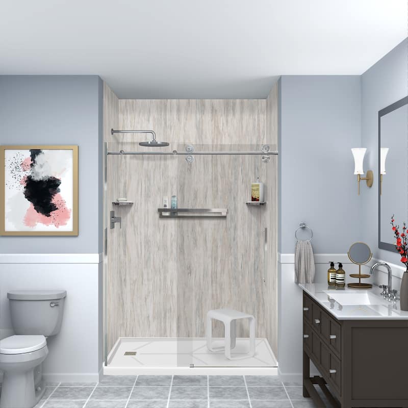 Transolid K-J30-SSC Shower Shelf Kit 30-in Jocelyn Grab Bar Shelf and 2 Corner shelves - 30x4x3