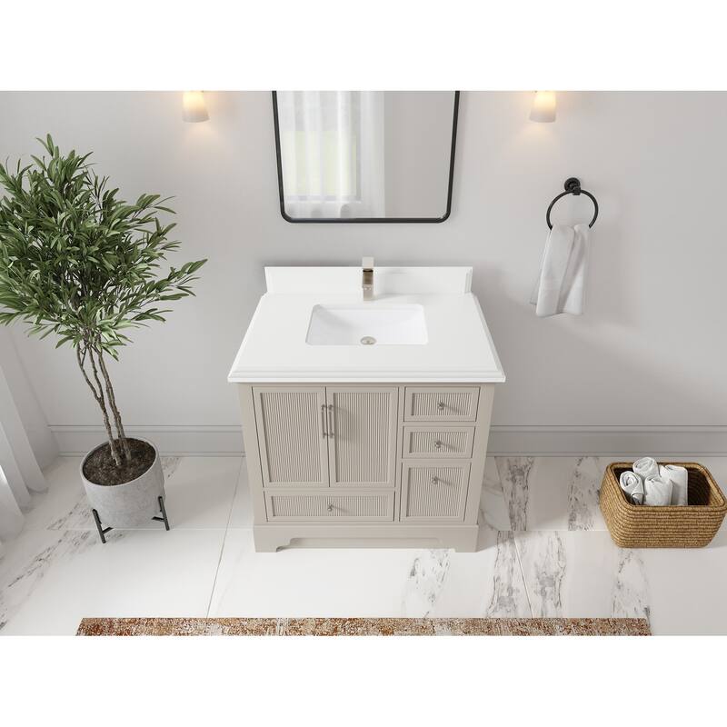 Willow Collections 36 in. W x 22 in. D Alys Center Sink Left Bathroom Vanity with Countertop