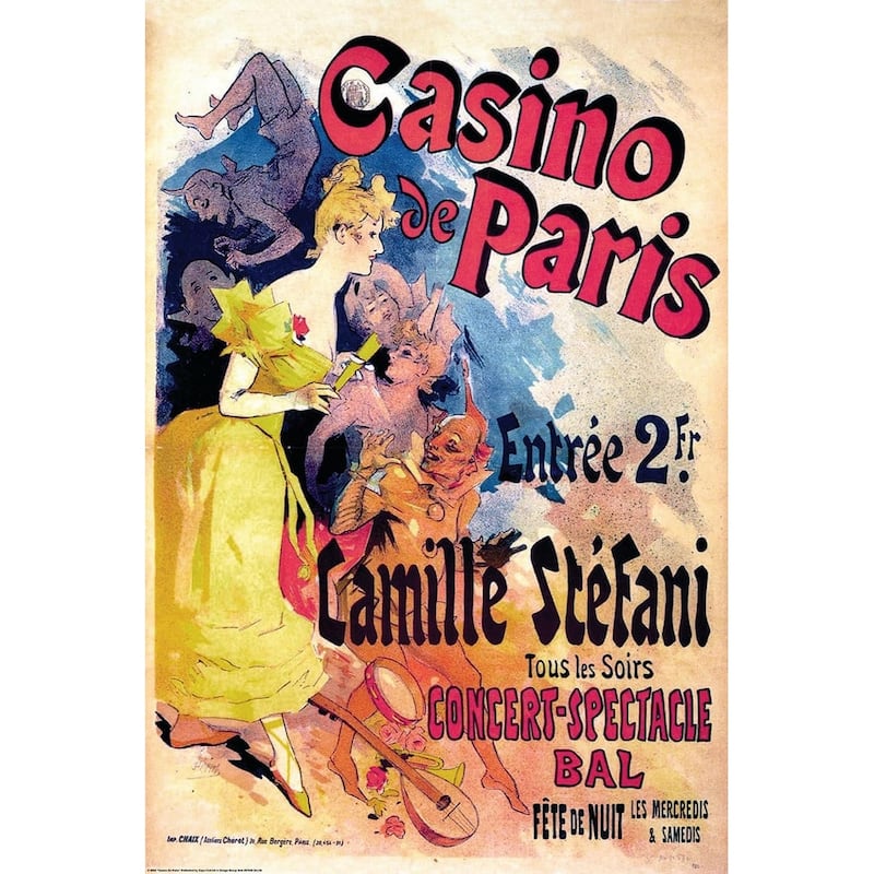 Casino De Paris Vintage Advertisinent Art Poster - 24 x 36 Inch