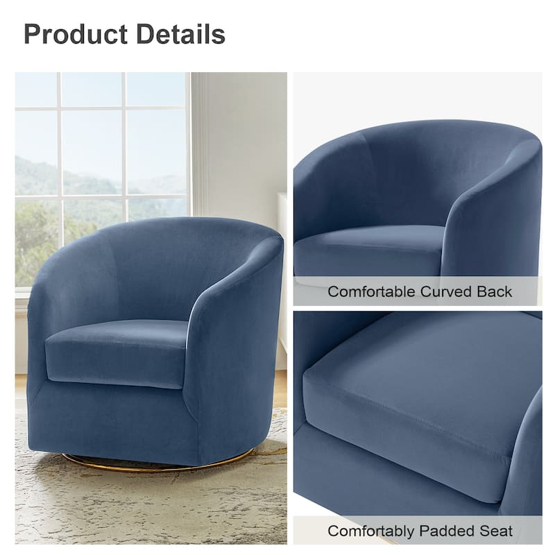 Eleuterio Modern Upholstered Swivel Accent Barrel Chair with Metal Base Set of 2 by HULALA HOME