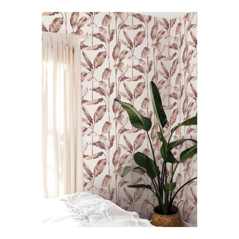 Mauve Banana Leaf Peel & Stick Wallpaper