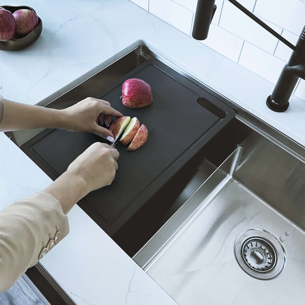 STYLISH Workstation Kitchen Sink Black Cutting Board A-917 - Length: 16 7/8" Width: 11"