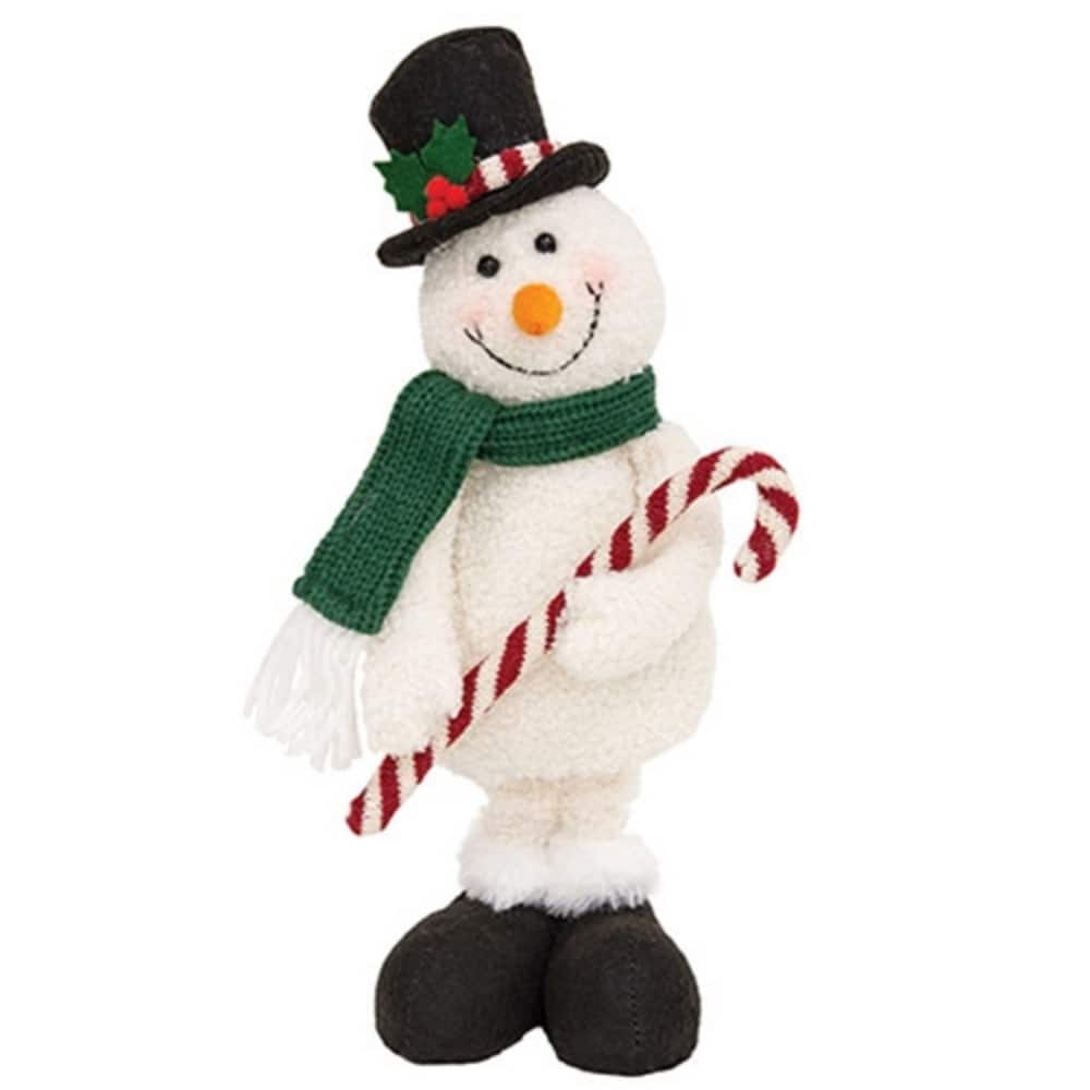Standing Candy Cane Snowman Plush Christmas Decoration - 6.25" x 3.50" x 12.50"