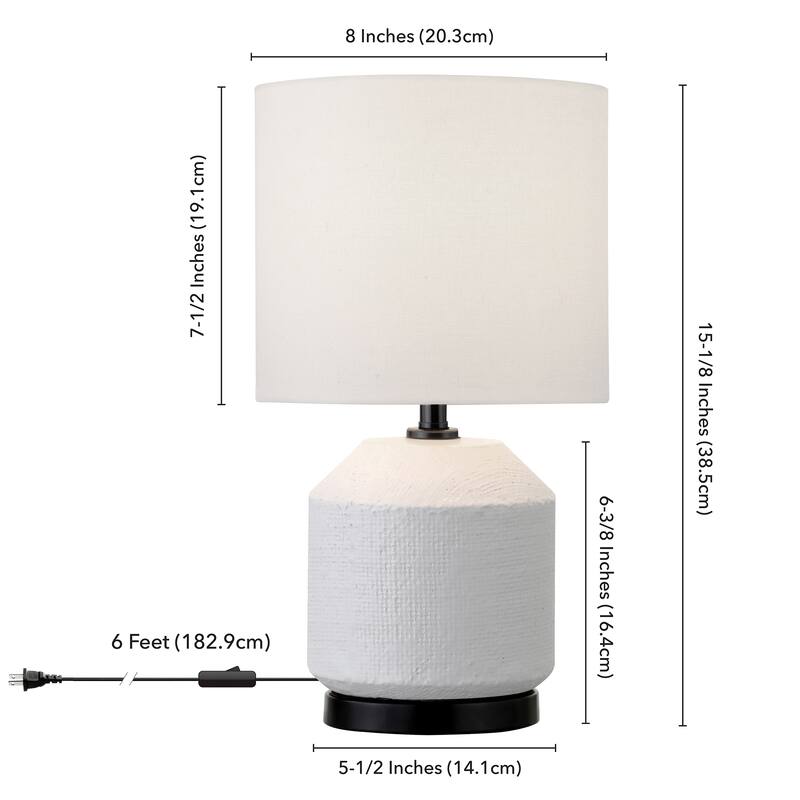 Esther 15" Tall Textured Ceramic Mini Lamp with Fabric Shade - 5.5" Wide