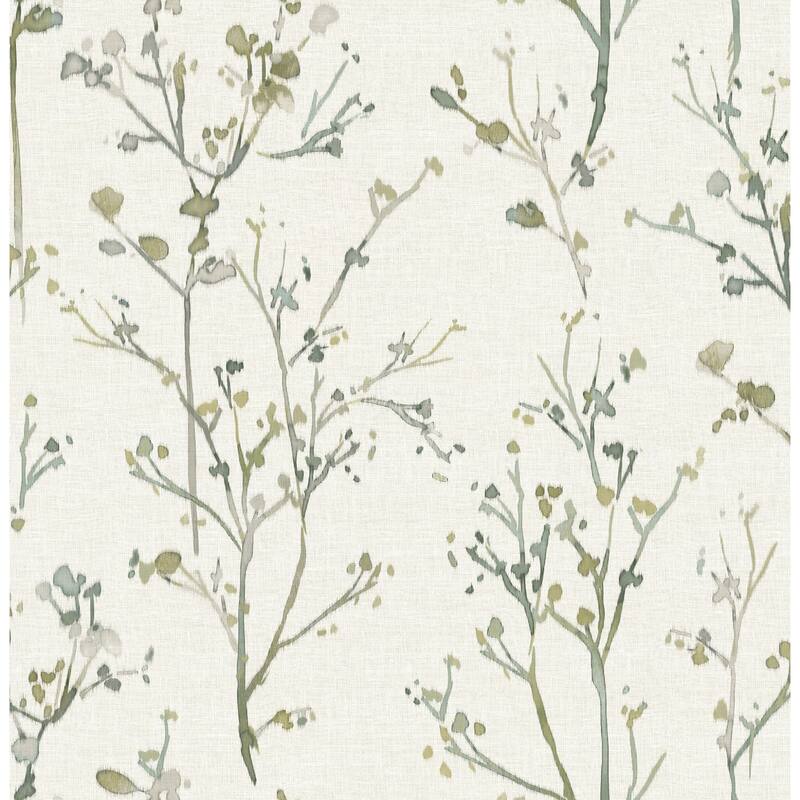 A-Street Prints Silverling Moss Budding Branches Wallpaper