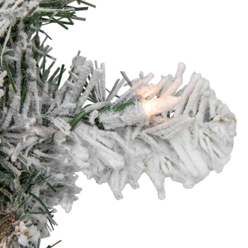 Pre-lit Heavily Flocked Madison Pine Artificial Christmas Wreath 24-Inch Clear Lights - 24"