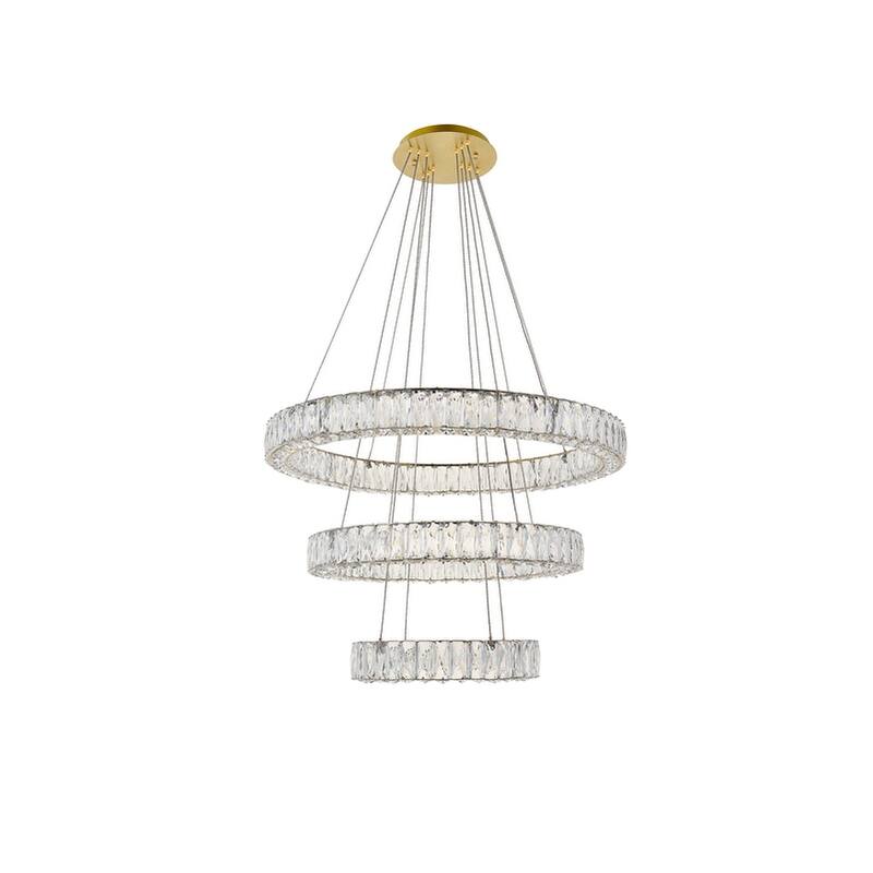 Madelyn Integrated LED chip light gold Chandelier Clear Royal Cut Crystal - 31.5"W X 21"H