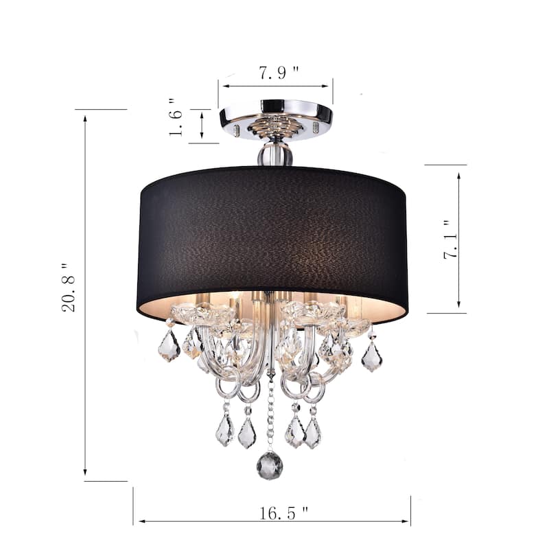 Antal 4-Light Black Semi-Flush Mount - Chrome Finish
