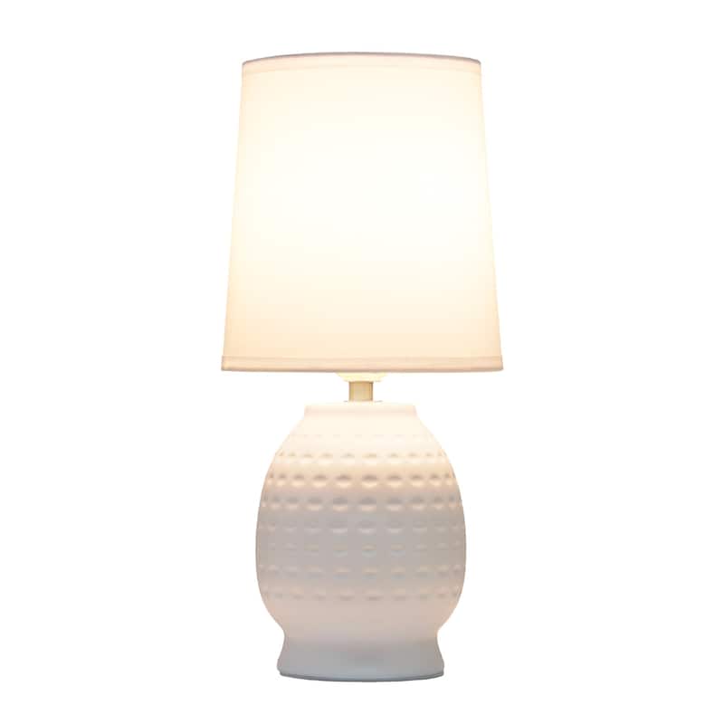 Petite Dimpled Ceramic Table Lamp with Tapered Shade - 12.5" - Off White