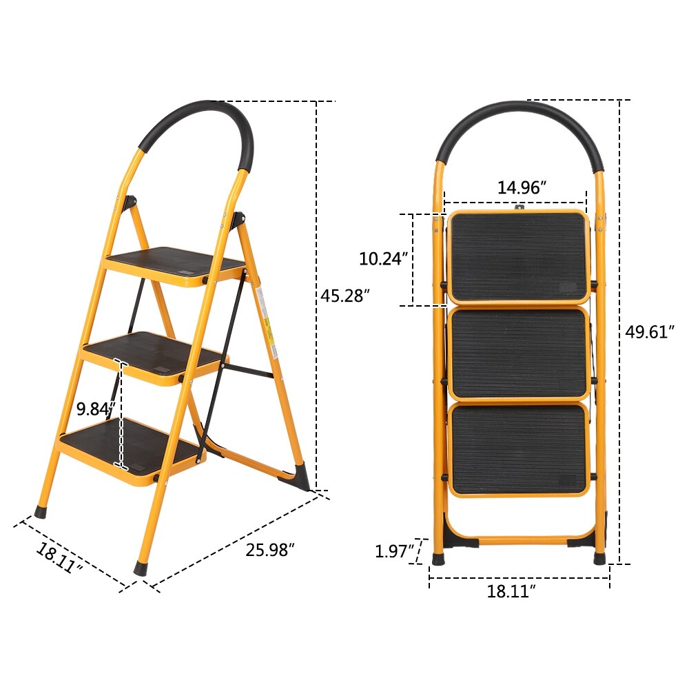 L2068  Steel 4 Step Ladder with Anti Slip Rungs,150 KG /330 LB 