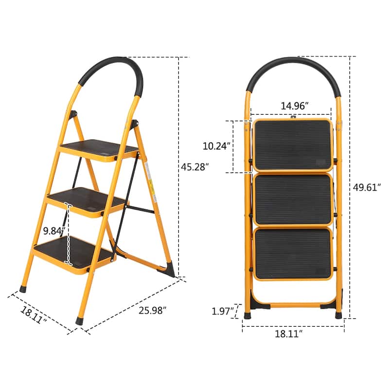 Portable 2/3/4 Step Ladder Lightweight Ladders with Sturdy Steel and Anti-Slip Wide Pedal (330 Lb)