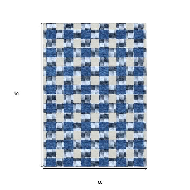 HomeRoots Plaid Transitional Rectangle Outdoor Rug