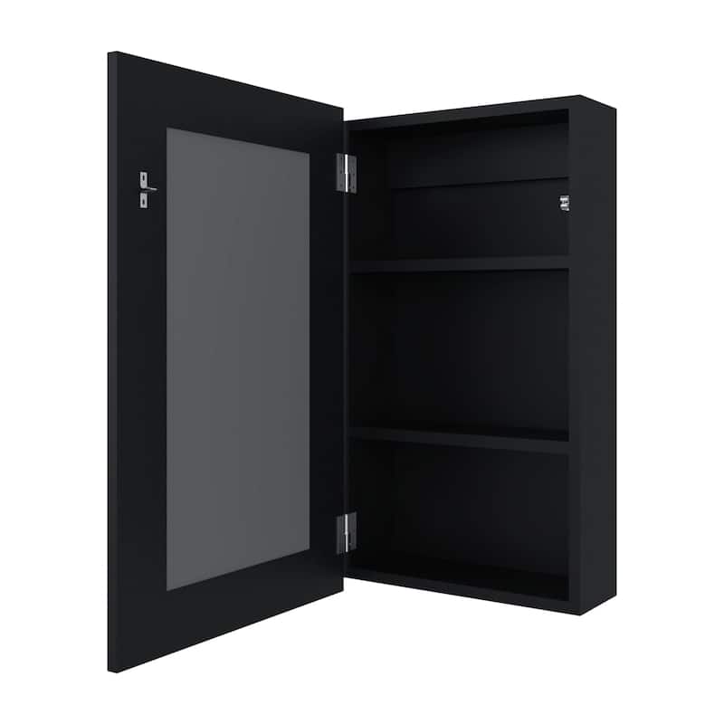 Wall-Mounted Medicine Cabinet with Mirror, 3 Internal Shelves, Space-Saving Design for Bathroom, Black Finish