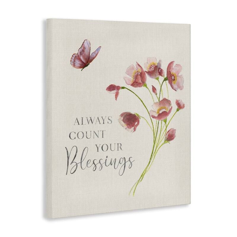 Stupell Count Your Blessings Florals Canvas Wall Art Design By Janet Tava