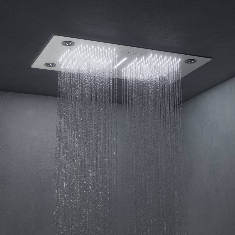 GRANDJOY LED Music Shower System 28"&6" Dual Shower Heads with 3 Body Jets