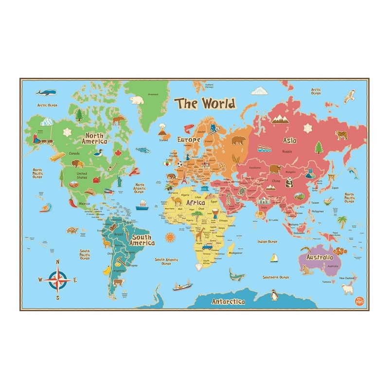 WallPops Kids World Dry Erase Map Decal