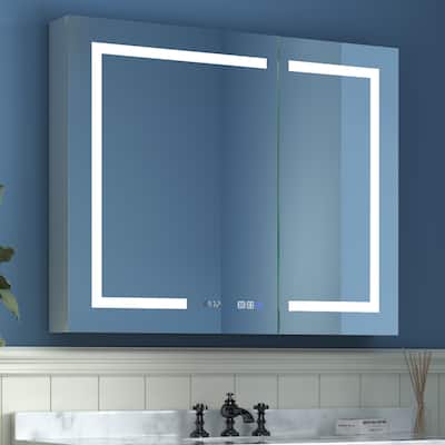 36" x 30" LED Lighted Bathroom Medicine Cabinet with Mirror,Recessed or Surface Mount,Defog, Stepless Dimming
