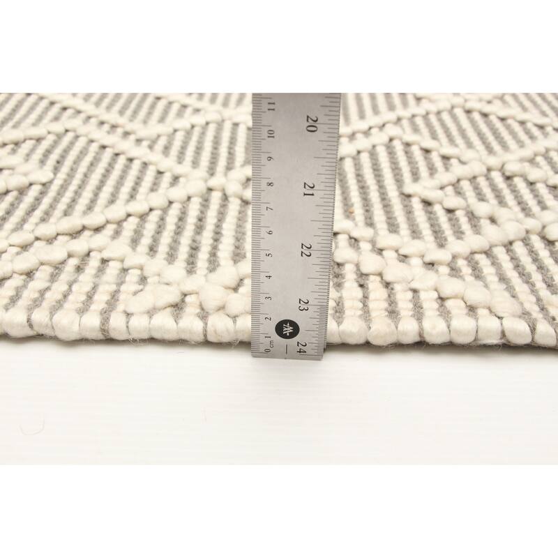 ECARPETGALLERY Braid weave Sienna Grey Wool Rug - 5'0 x 7'9