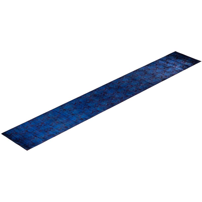 Overton Hand Knotted Wool Vintage Inspired Modern Contemporary Overdyed Purple Area Rug - 2' 8" x 18' 10"