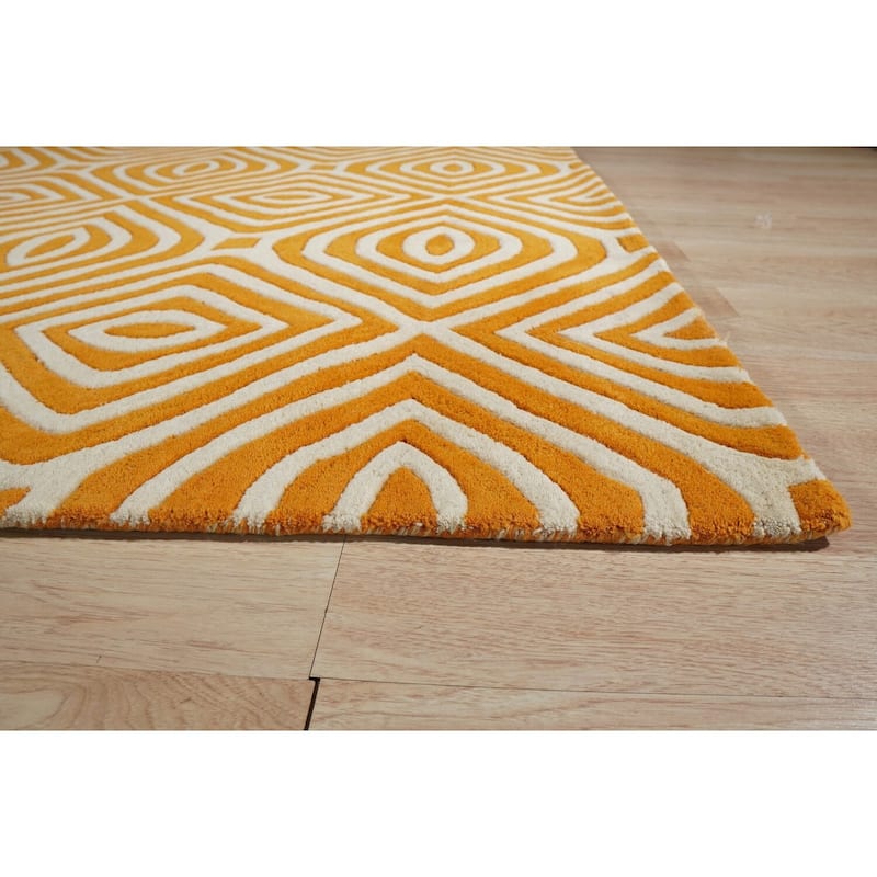 Hand-Tufted Wool Modern Tufted Stripes Rug, 8' x 10', Green Area Rug, Stylish Soft Design for Bedrooms or Offices - L