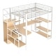 preview thumbnail 5 of 13, White Full Loft Bed with Storage Staircase & Small Wardrobe,Metal Loft Bed Frame w/Built-in Desk & Shelves for Kids Teens Adults