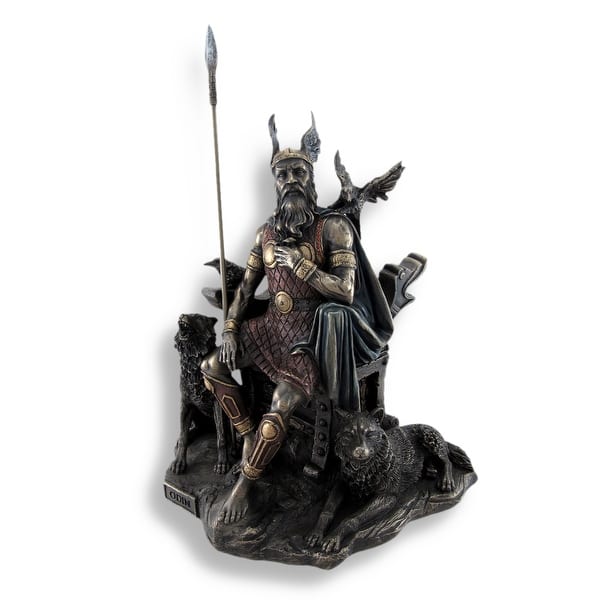 9 Odin Bust with Ravens Viking Norse Mythology God Statue Bronze
