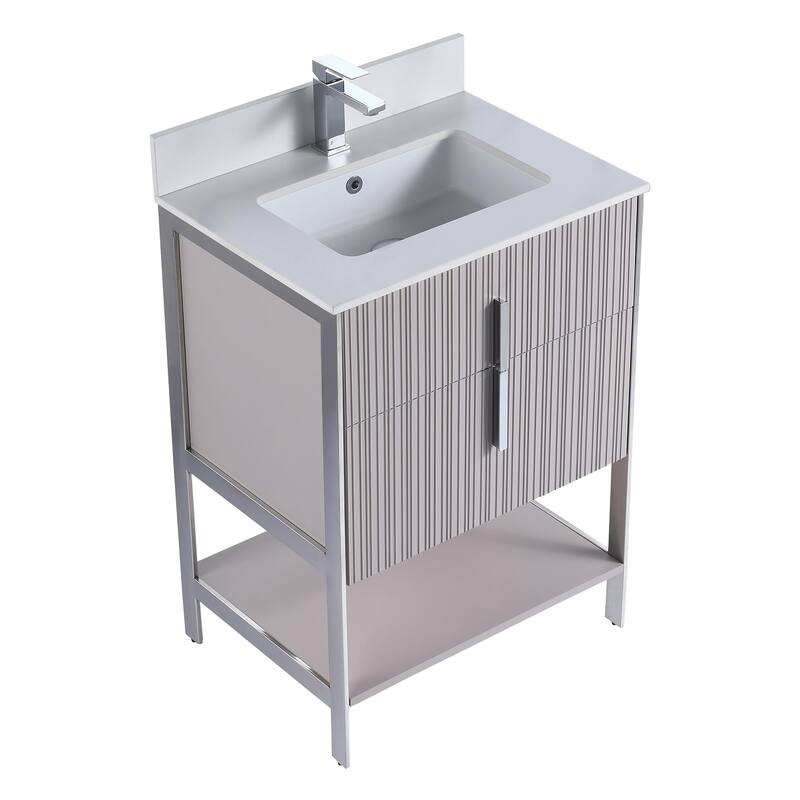 Fine Fixtures Serenity Modern Bathroom Vanity with White Stone Top