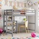 preview thumbnail 15 of 25, Stylish & Simple Twin Size Wooden Loft Bed with Shelves, Desk and Writing Board, Maximized space, Health and Comfort, White