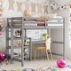 preview thumbnail 15 of 25, Twin Size Wooden Loft Bed with Shelves, Desk and Writing Board, White