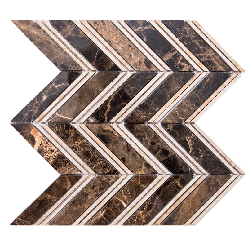 Santorini Chevron 13.63x12.25 Crema Marble Mosaic Tile - Wall & Backsplash