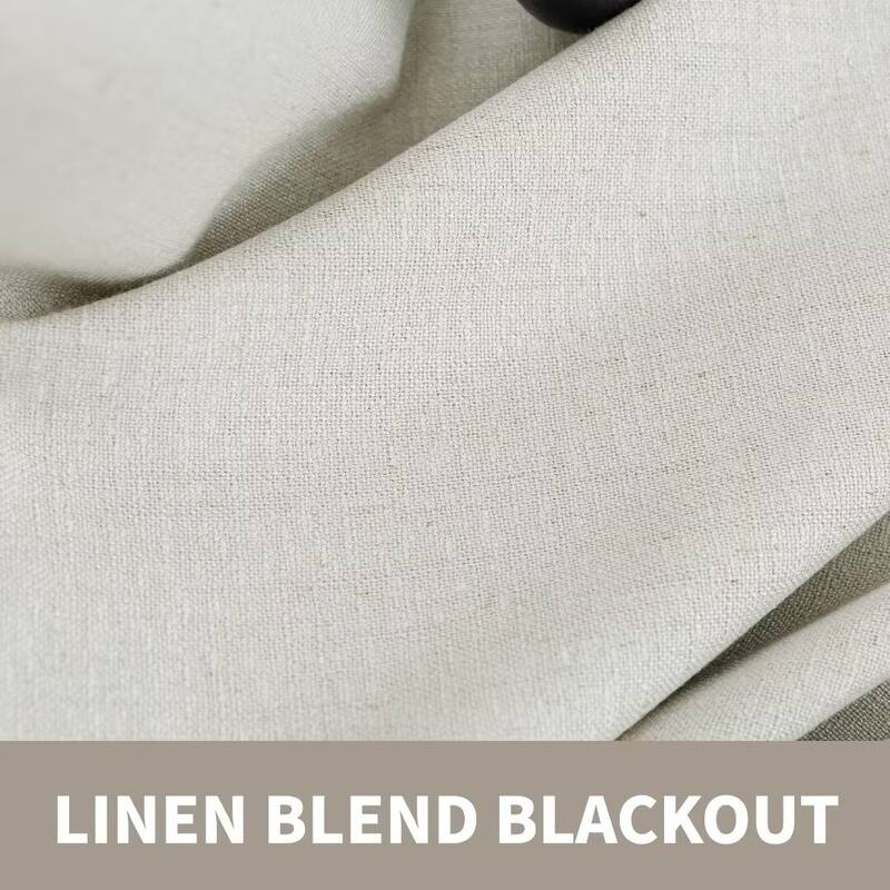 100% Blackout Linen Blend Texture Grommet Window Curtain Pair(2 panels)