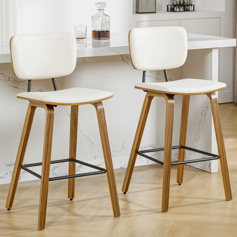 26" Wood Counter Height Bar Stools Set of 2 - 37.6"H x 19.5"W x 18.7"D