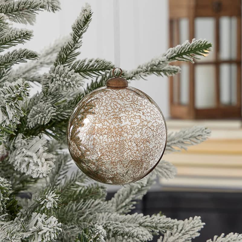 Mercury Glass Ornament 120mm Set of 3 - Antique Silver Color