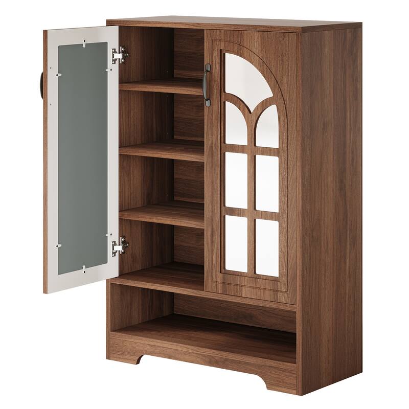 5-Tier Shoe Storage Cabinet with Mirrored Doors for Entryway