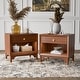 preview thumbnail 1 of 12, Furniture of America Forma Mid-Century Modern Walnut Solid Wood Nightstand With LED Light and USB Ports (Set of 2) Walnut