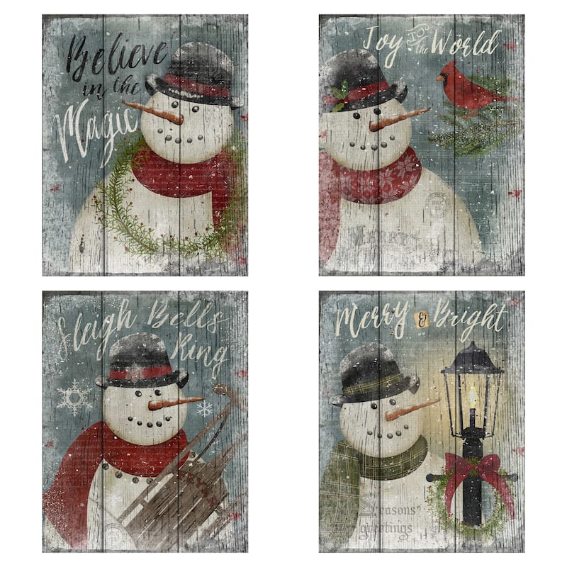 Snowman Believe, Cardinal, Merry & Bright, Sleigh Bells by Beth Albert Canvas Art Prints